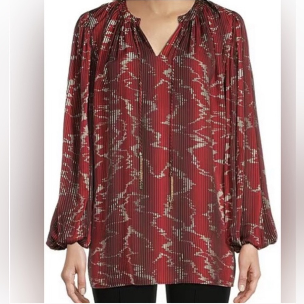 Boss Hugo Boss Sz 4 Blouse Red black Gold Leyela Top Workwear Classic Luxury